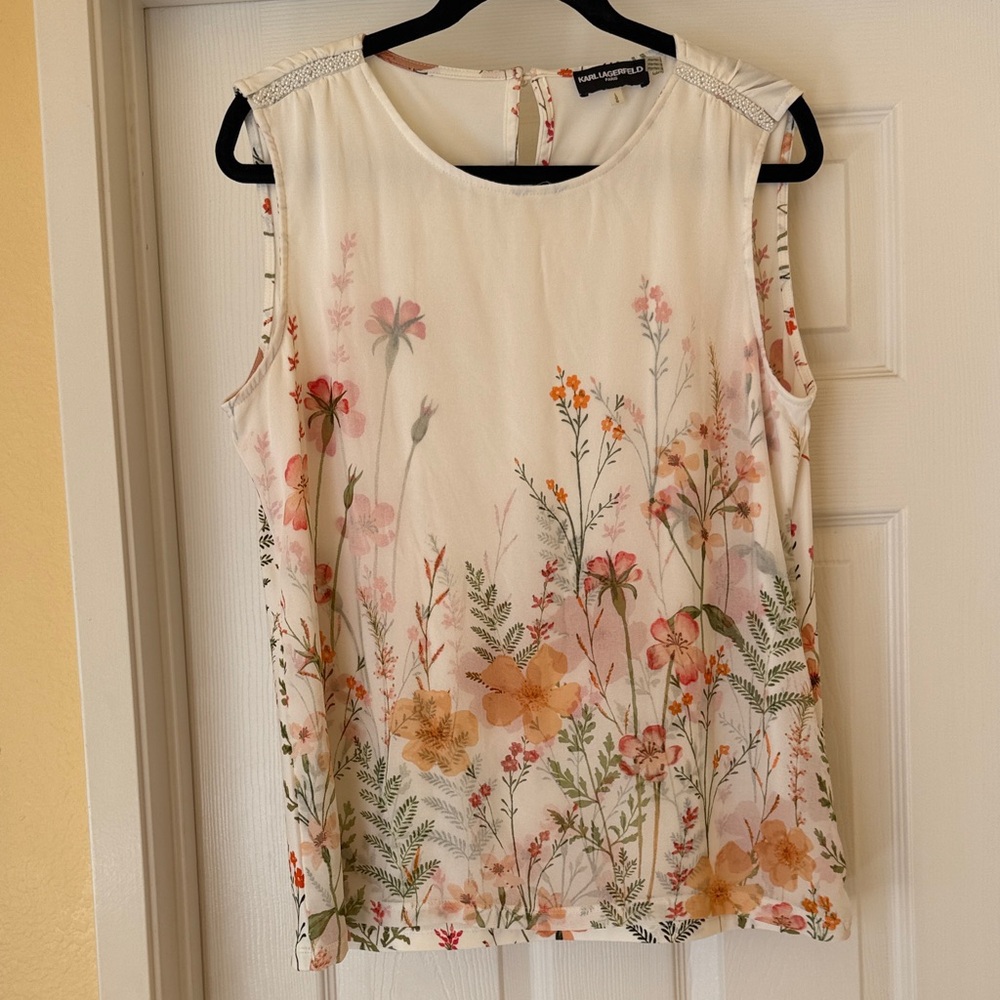 Karl Lagerfeld Cream Floral Blouse